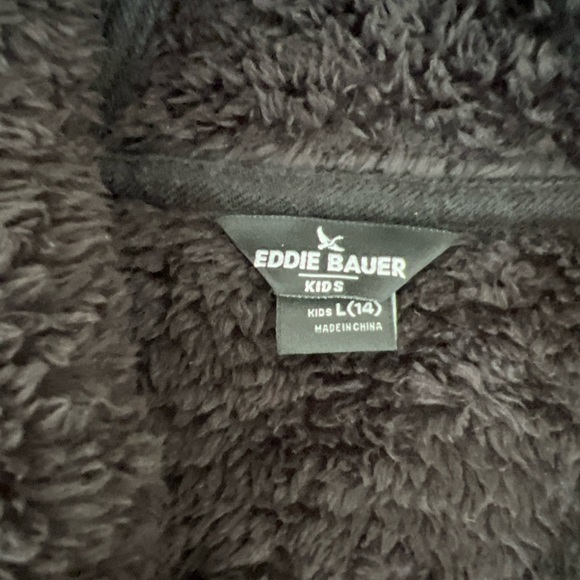Eddie Bauer Black Cozy Large Kids Fleece Jacket NWT - Picture 4 of 6